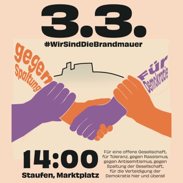 Brandmauer Staufen, Kundgebung für Demokratie und gegen Spaltung
